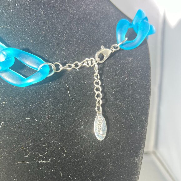 Bocar Statement Chunky Fashion Acrylic Beads Choker Cube Link Chain Necklace - Picture 3 of 4